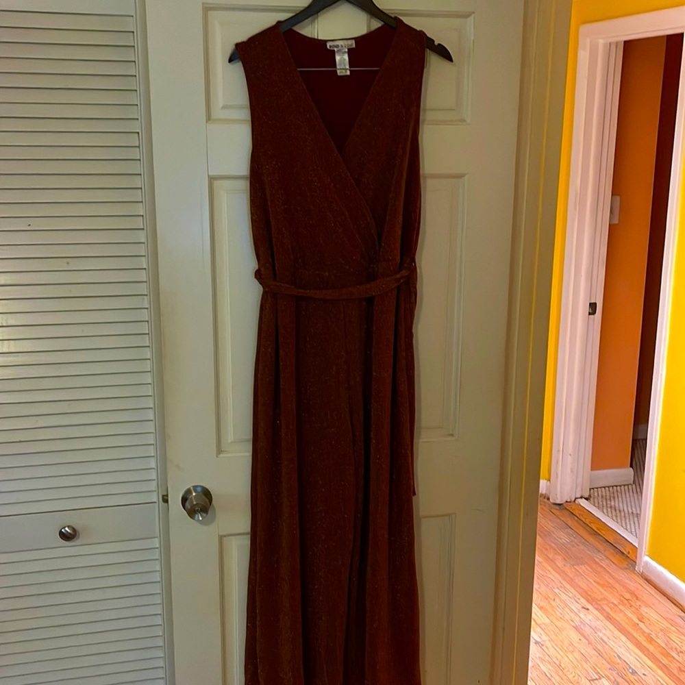Brown and gold jumpsuit plus size 3x